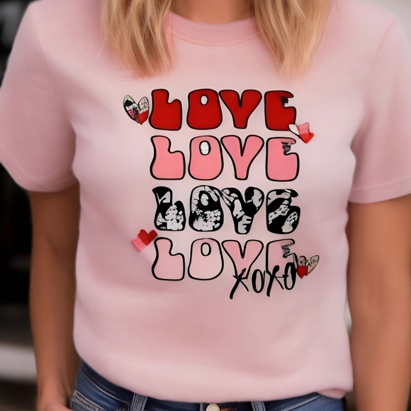 VALENTINES DAY LOVE Pink Top - Picture 1 of 2
